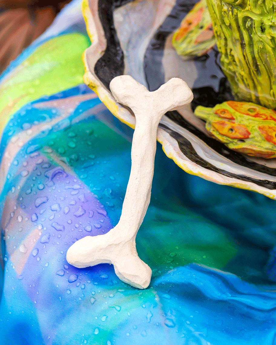 Close up view of ceramic art work 