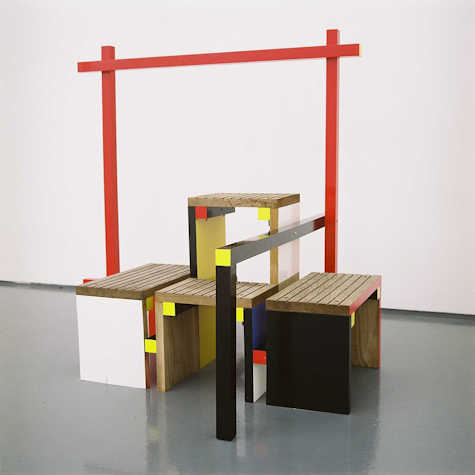 Sculptural forms in the shape of a series of benches