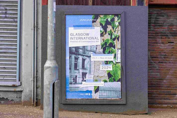 A poster site with a poster for Glasgow International 2024