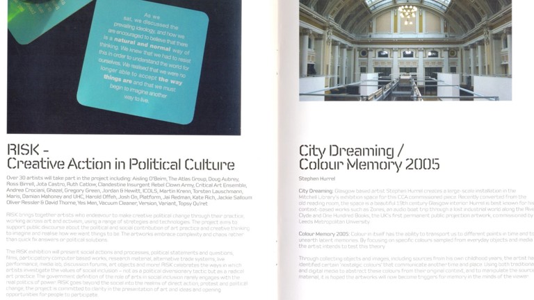 A double page spread from the Glasgow International 2005 brochure is shown