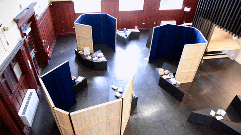 View of interior of Glasgow Women's Library with bespoke reading rooms created by artist and My Bookcase founder, Cristina Garriga.